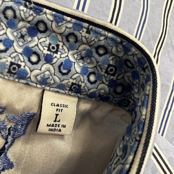 Like New [Robert Graham] Embroidered Blue Button Down Striped Shirt | Mens Large - Picture 5 of 16
